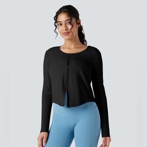 Halara Long Sleeve Cut Out Running Sports Top-Front and Back Wearable medium